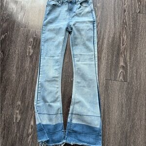 Indigo Rein Two-Tone Light Blue Flare Jeans